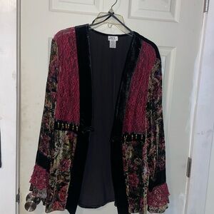JBS Floral Velvet Lace Cardigan